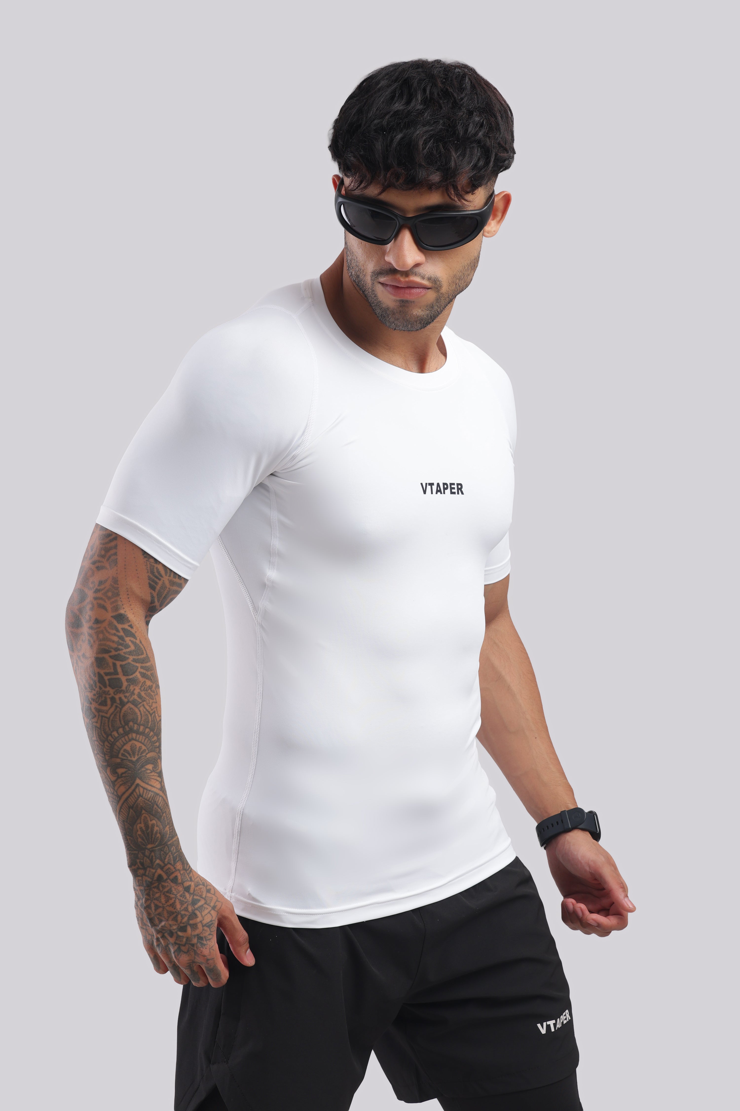 Compression Half Tshirt White