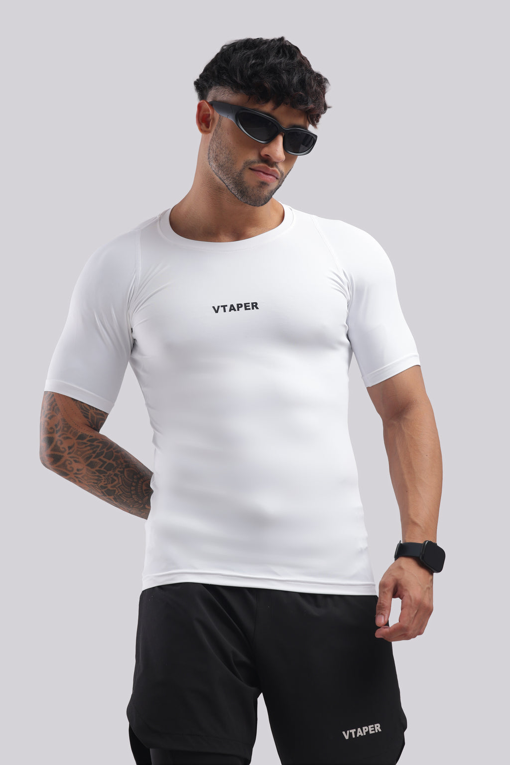 Compression Half Tshirt White