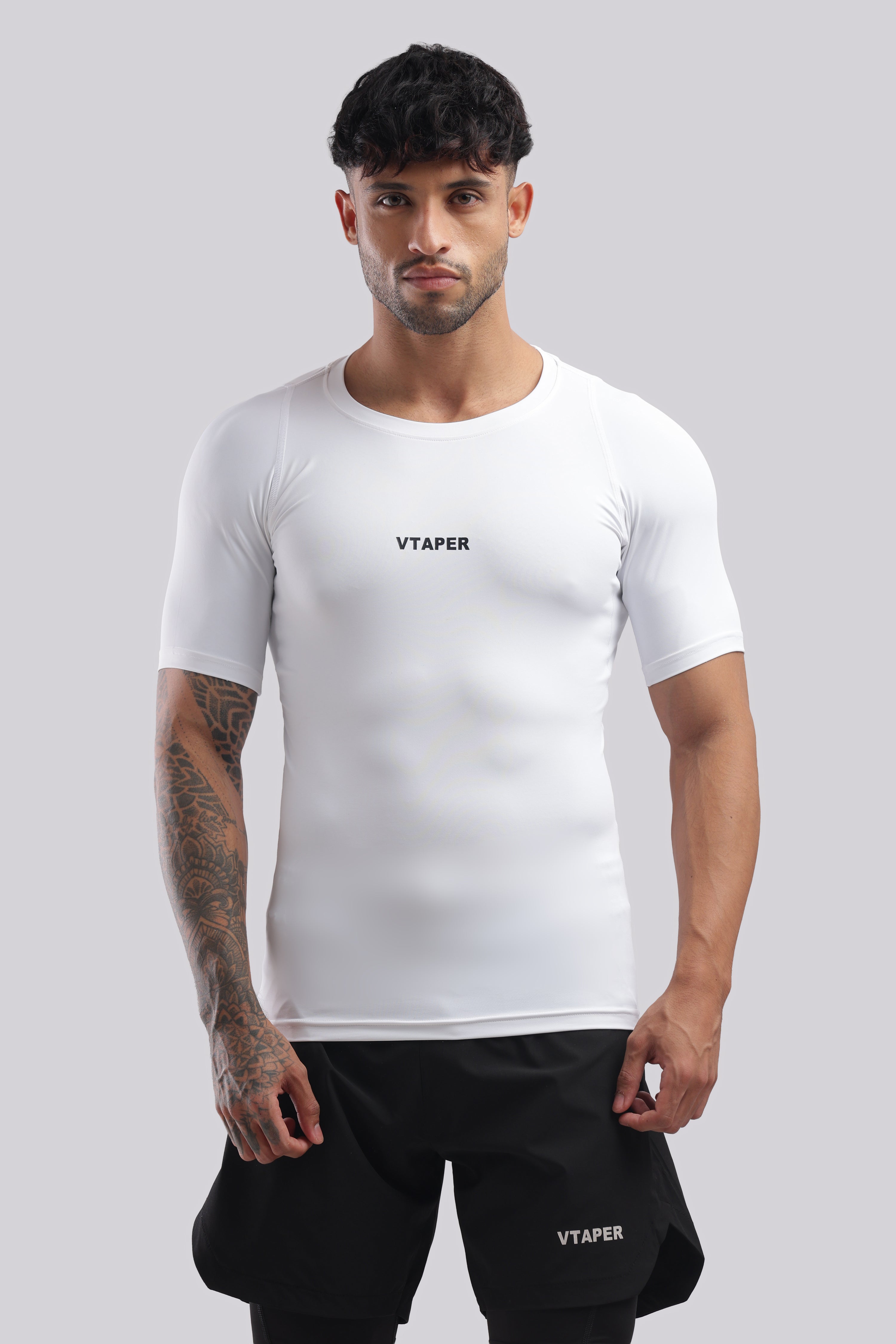 Compression Half Tshirt White